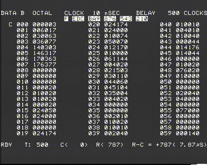 Weergave Data Geheugen B (Octaal)