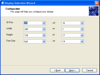 LCD Studio Configuration for the DMF5001 LCD.